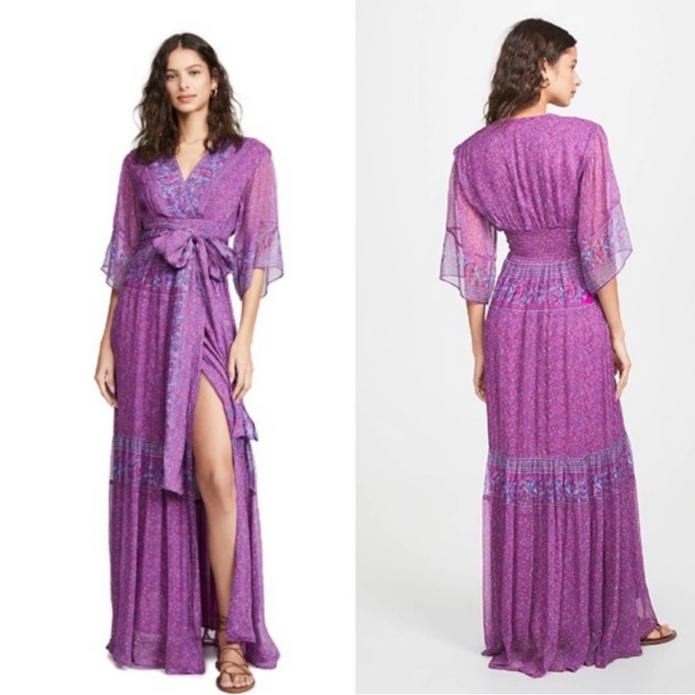 ba&sh Purple Floral Maxi Wrap Dress